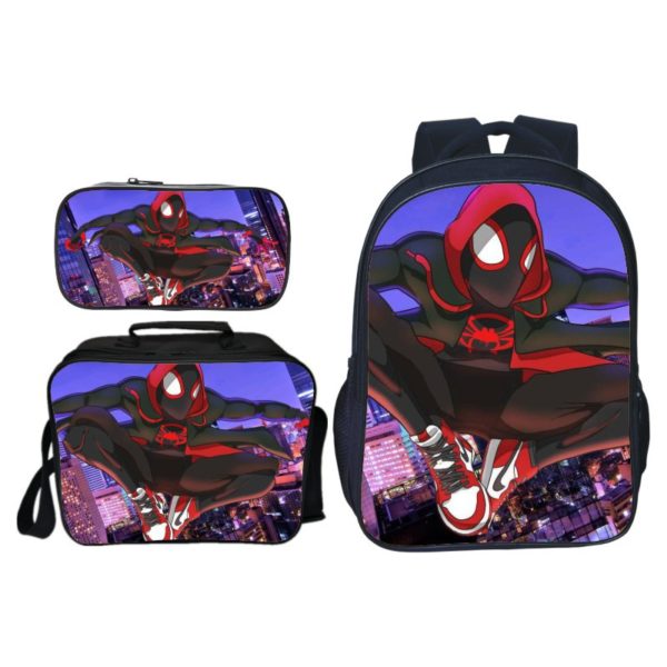 16″Spider-Man: Into the Spider-Verse Backpack School Bag+Lunch Bag+Pencil Bag - Image 10