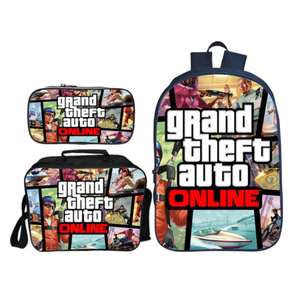 16″GTA Backpack School Bag+Lunch Bag+Pencil Bag - Image 12