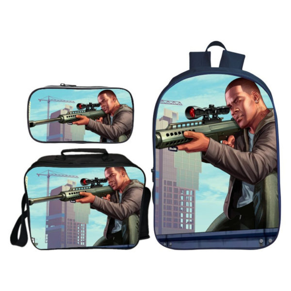 16″GTA Backpack School Bag+Lunch Bag+Pencil Bag - Image 2