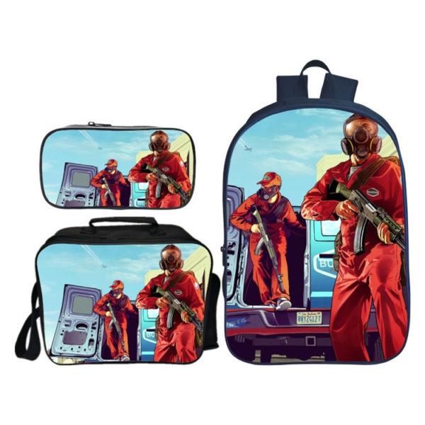 16″GTA Backpack School Bag+Lunch Bag+Pencil Bag - Image 3