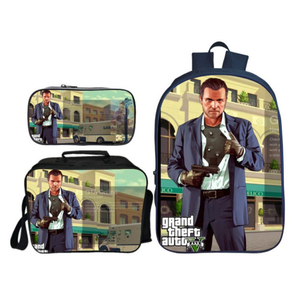 16″GTA Backpack School Bag+Lunch Bag+Pencil Bag - Image 7