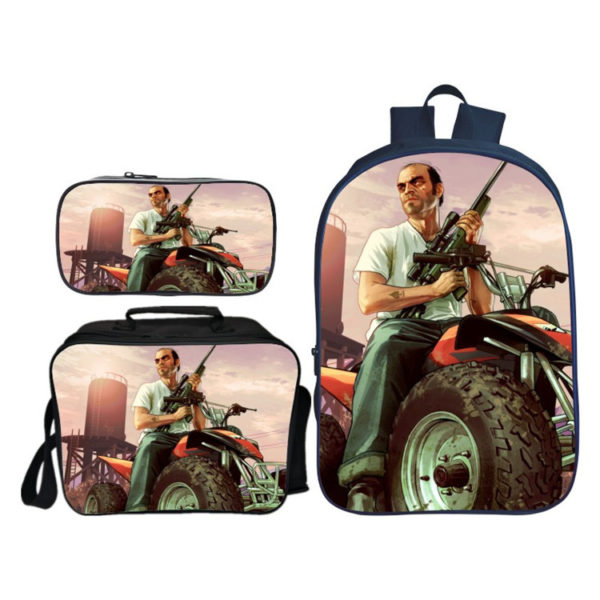 16″GTA Backpack School Bag+Lunch Bag+Pencil Bag - Image 8