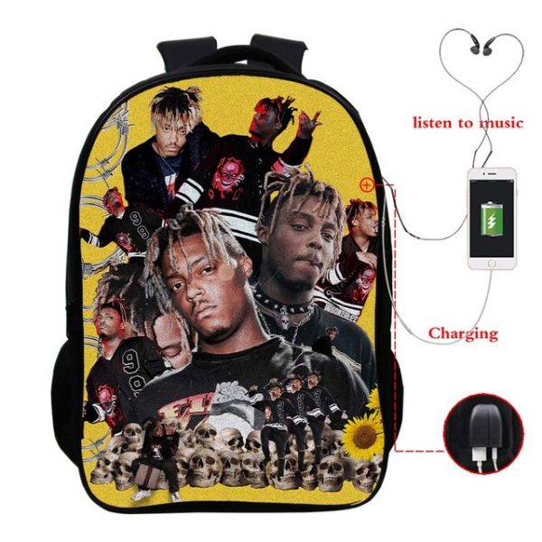 Juice Wrld USB Charge Backpack Mega Charizard Split Students Boys Girls Knapsack Men Women Travel Laptop Rucksack - Image 32