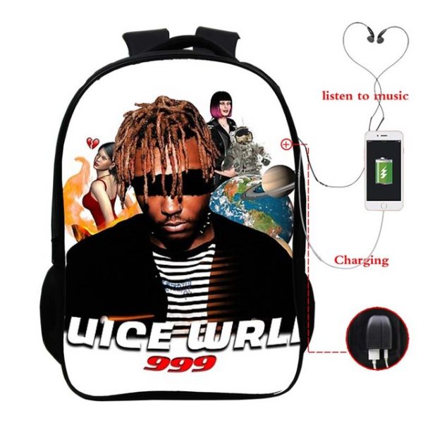 Juice Wrld USB Charge Backpack Mega Charizard Split Students Boys Girls Knapsack Men Women Travel Laptop Rucksack - Image 34