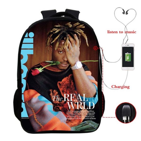 Juice Wrld USB Charge Backpack Mega Charizard Split Students Boys Girls Knapsack Men Women Travel Laptop Rucksack - Image 35