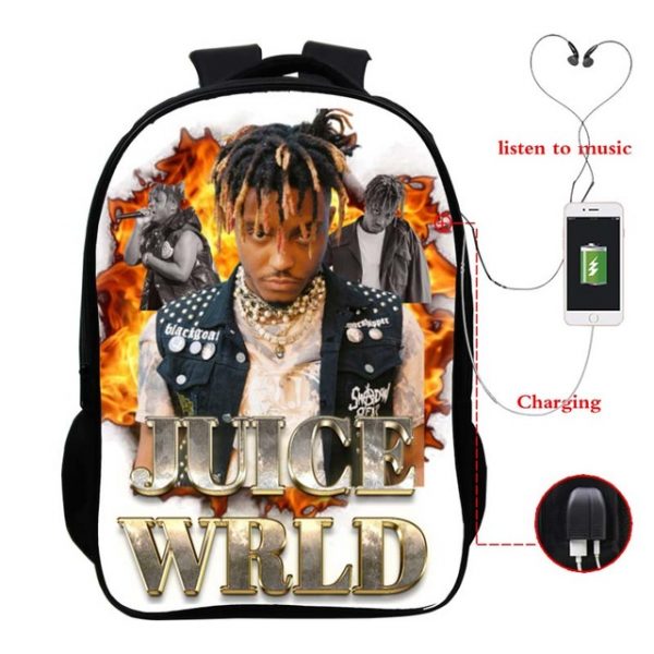 Juice Wrld USB Charge Backpack Mega Charizard Split Students Boys Girls Knapsack Men Women Travel Laptop Rucksack - Image 36