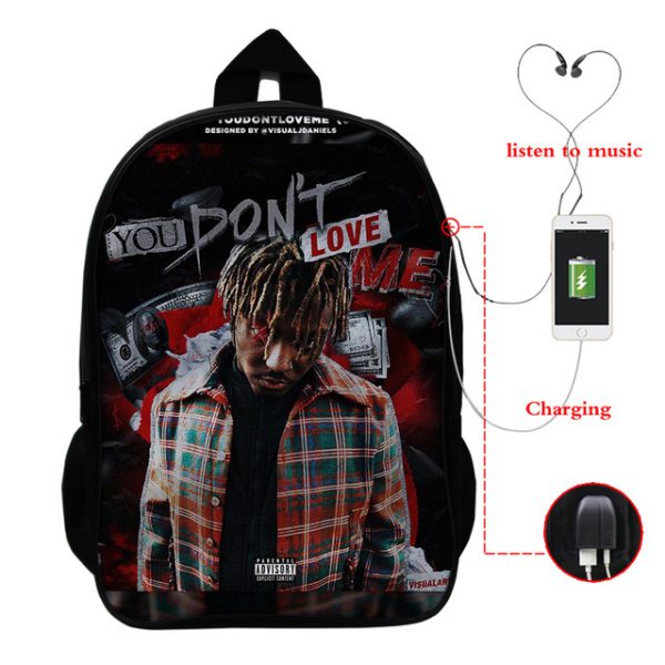 Juice Wrld USB Charge Backpack Mega Charizard Split Students Boys Girls Knapsack Men Women Travel Laptop Rucksack - Image 19