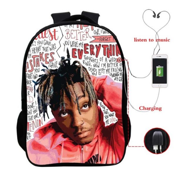 Juice Wrld USB Charge Backpack Mega Charizard Split Students Boys Girls Knapsack Men Women Travel Laptop Rucksack - Image 40