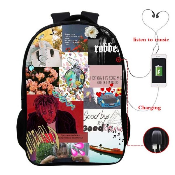 Juice Wrld USB Charge Backpack Mega Charizard Split Students Boys Girls Knapsack Men Women Travel Laptop Rucksack - Image 42