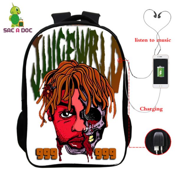 Juice Wrld USB Charge Backpack Mega Charizard Split Students Boys Girls Knapsack Men Women Travel Laptop Rucksack - Image 3