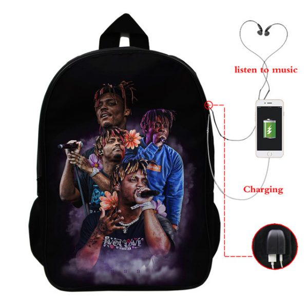 Juice Wrld USB Charge Backpack Mega Charizard Split Students Boys Girls Knapsack Men Women Travel Laptop Rucksack - Image 20