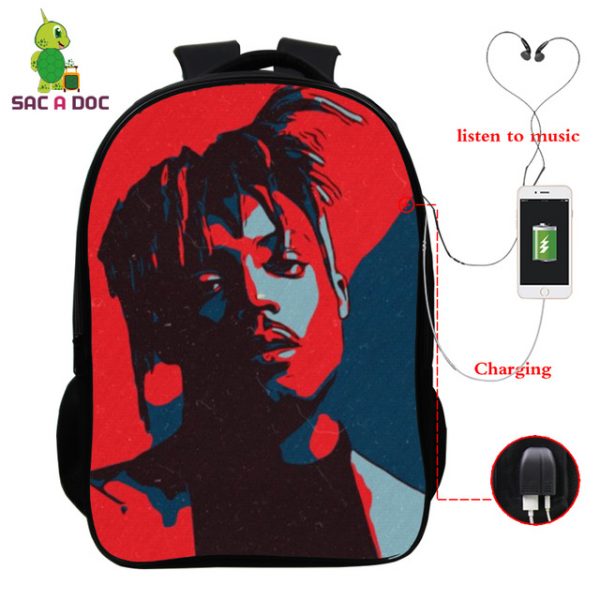 Juice Wrld USB Charge Backpack Mega Charizard Split Students Boys Girls Knapsack Men Women Travel Laptop Rucksack - Image 4