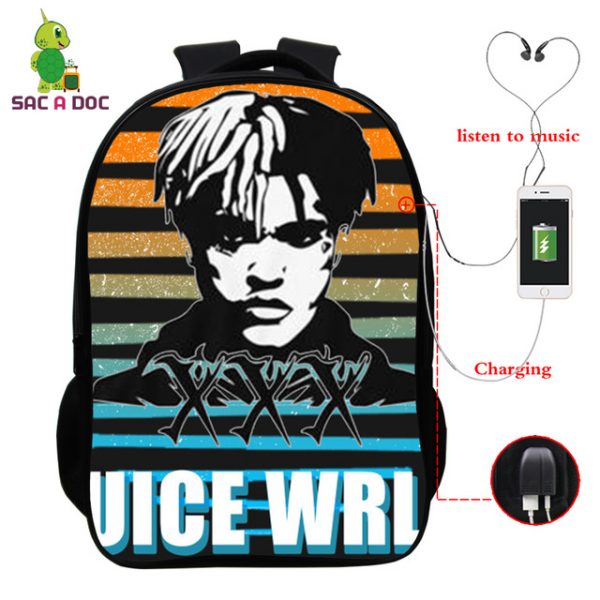 Juice Wrld USB Charge Backpack Mega Charizard Split Students Boys Girls Knapsack Men Women Travel Laptop Rucksack - Image 5