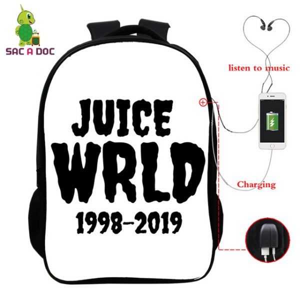 Juice Wrld USB Charge Backpack Mega Charizard Split Students Boys Girls Knapsack Men Women Travel Laptop Rucksack - Image 7