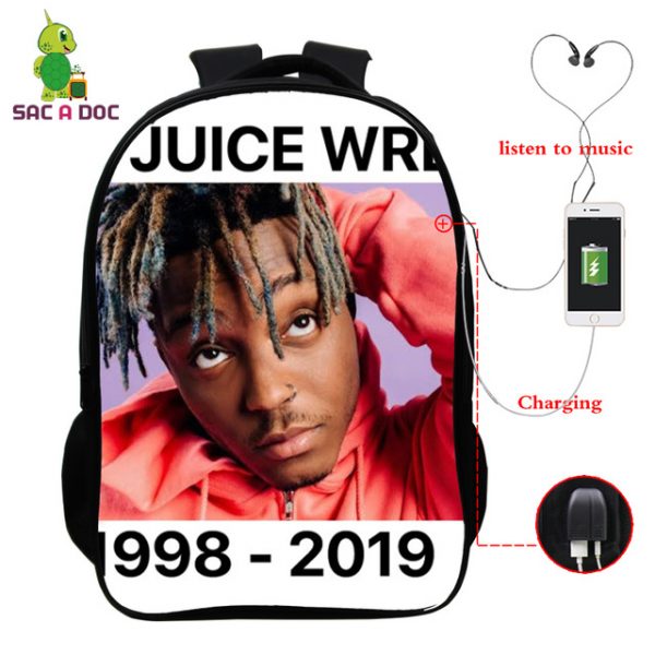 Juice Wrld USB Charge Backpack Mega Charizard Split Students Boys Girls Knapsack Men Women Travel Laptop Rucksack - Image 8