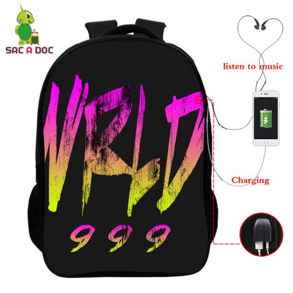 Juice Wrld USB Charge Backpack Mega Charizard Split Students Boys Girls Knapsack Men Women Travel Laptop Rucksack - Image 9