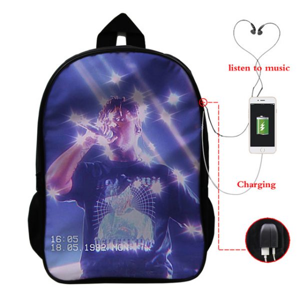 Juice Wrld USB Charge Backpack Mega Charizard Split Students Boys Girls Knapsack Men Women Travel Laptop Rucksack - Image 10