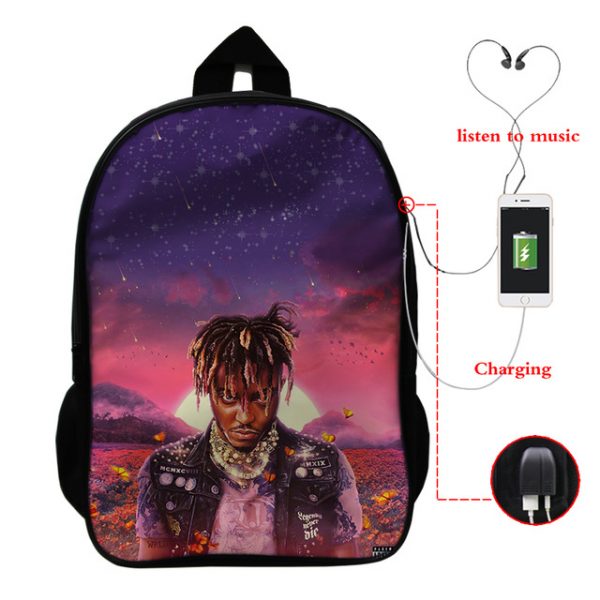 Juice Wrld USB Charge Backpack Mega Charizard Split Students Boys Girls Knapsack Men Women Travel Laptop Rucksack - Image 12