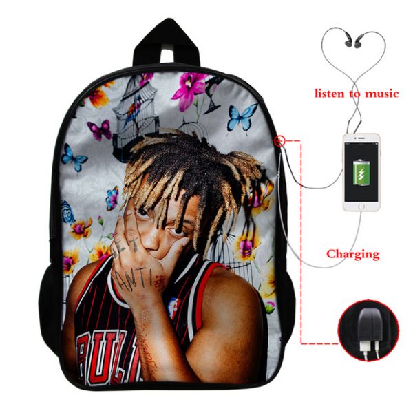 Juice Wrld USB Charge Backpack Mega Charizard Split Students Boys Girls Knapsack Men Women Travel Laptop Rucksack - Image 13