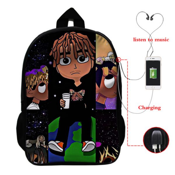 Juice Wrld USB Charge Backpack Mega Charizard Split Students Boys Girls Knapsack Men Women Travel Laptop Rucksack - Image 14