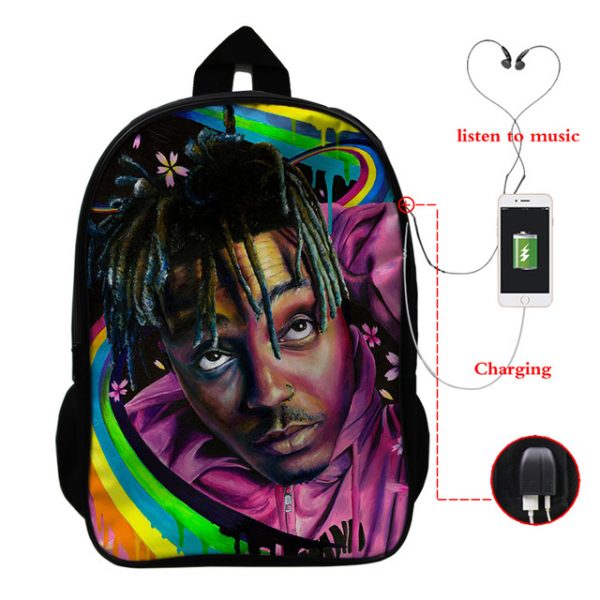 Juice Wrld USB Charge Backpack Mega Charizard Split Students Boys Girls Knapsack Men Women Travel Laptop Rucksack - Image 17