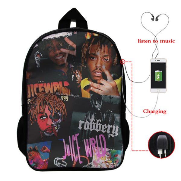 Juice Wrld USB Charge Backpack Mega Charizard Split Students Boys Girls Knapsack Men Women Travel Laptop Rucksack - Image 22