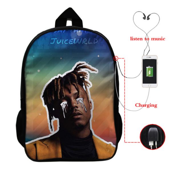 Juice Wrld USB Charge Backpack Mega Charizard Split Students Boys Girls Knapsack Men Women Travel Laptop Rucksack - Image 23