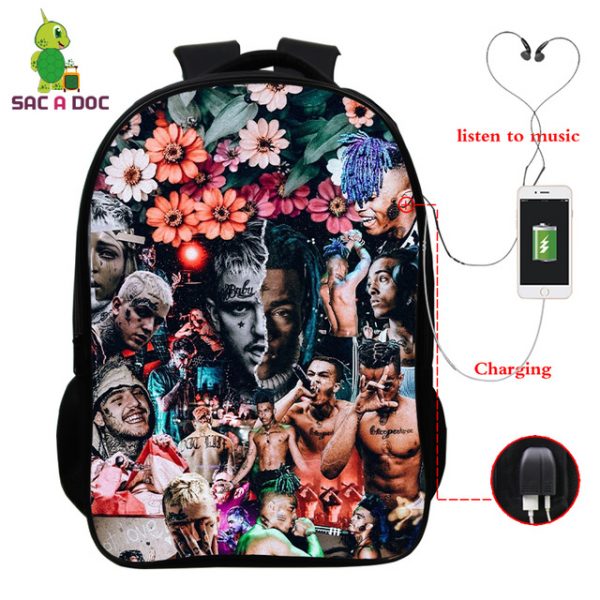 Juice Wrld USB Charge Backpack Mega Charizard Split Students Boys Girls Knapsack Men Women Travel Laptop Rucksack - Image 24