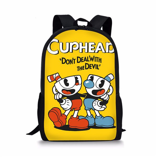 Cuphead 3D Print Black Backpack Kid Children Bookbag Students Customize - Image 6