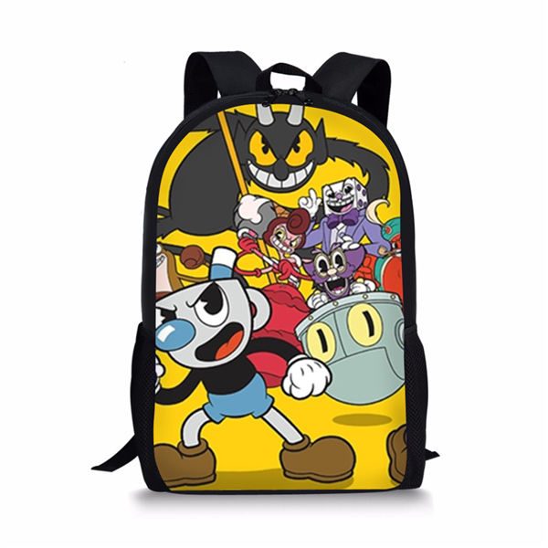 Cuphead 3D Print Black Backpack Kid Children Bookbag Students Customize - Image 15