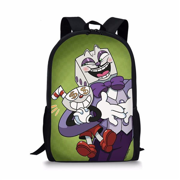 Cuphead 3D Print Black Backpack Kid Children Bookbag Students Customize - Image 16