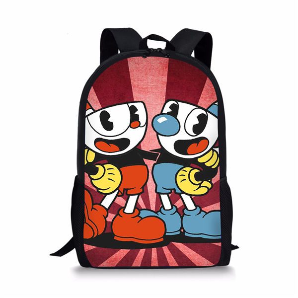 Cuphead 3D Print Black Backpack Kid Children Bookbag Students Customize - Image 18