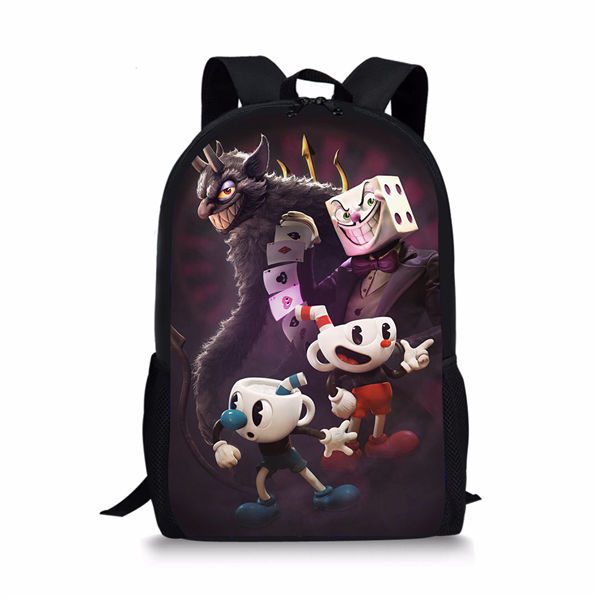 Cuphead 3D Print Black Backpack Kid Children Bookbag Students Customize - Image 25