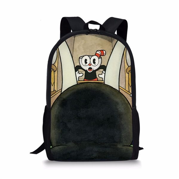 Cuphead 3D Print Black Backpack Kid Children Bookbag Students Customize - Image 33