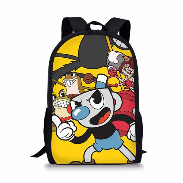 Cuphead 3D Print Black Backpack Kid Children Bookbag Students Customize - Image 11