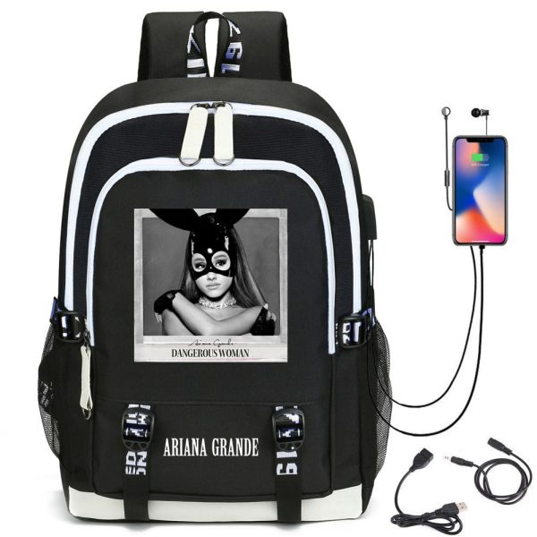 Ariana Grande Men's and women's backpack USB backpack computer bag student school bag - Image 9