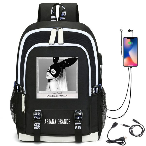 Ariana Grande Men's and women's backpack USB backpack computer bag student school bag - Image 10