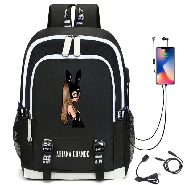 Ariana Grande Men's and women's backpack USB backpack computer bag student school bag - Image 16