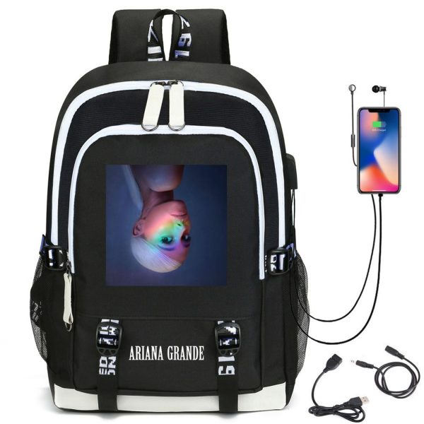 Ariana Grande Men's and women's backpack USB backpack computer bag student school bag - Image 4