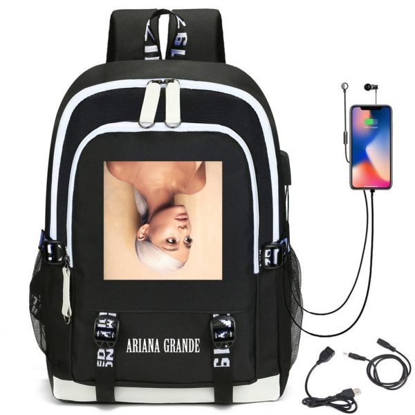 Ariana Grande Men's and women's backpack USB backpack computer bag student school bag - Image 5